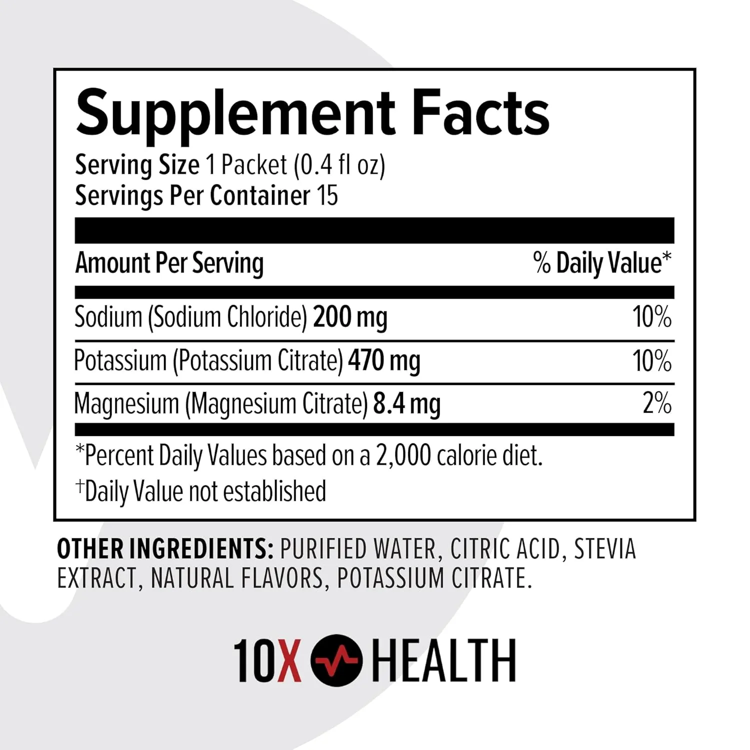 10X Health Hydration Packets Wave Crusher Electrolyte Drink Mix Liquid 15 Stickpacks with Magnesium Citrate, Sodium & Potassium - Natural Flavored Electrolyte