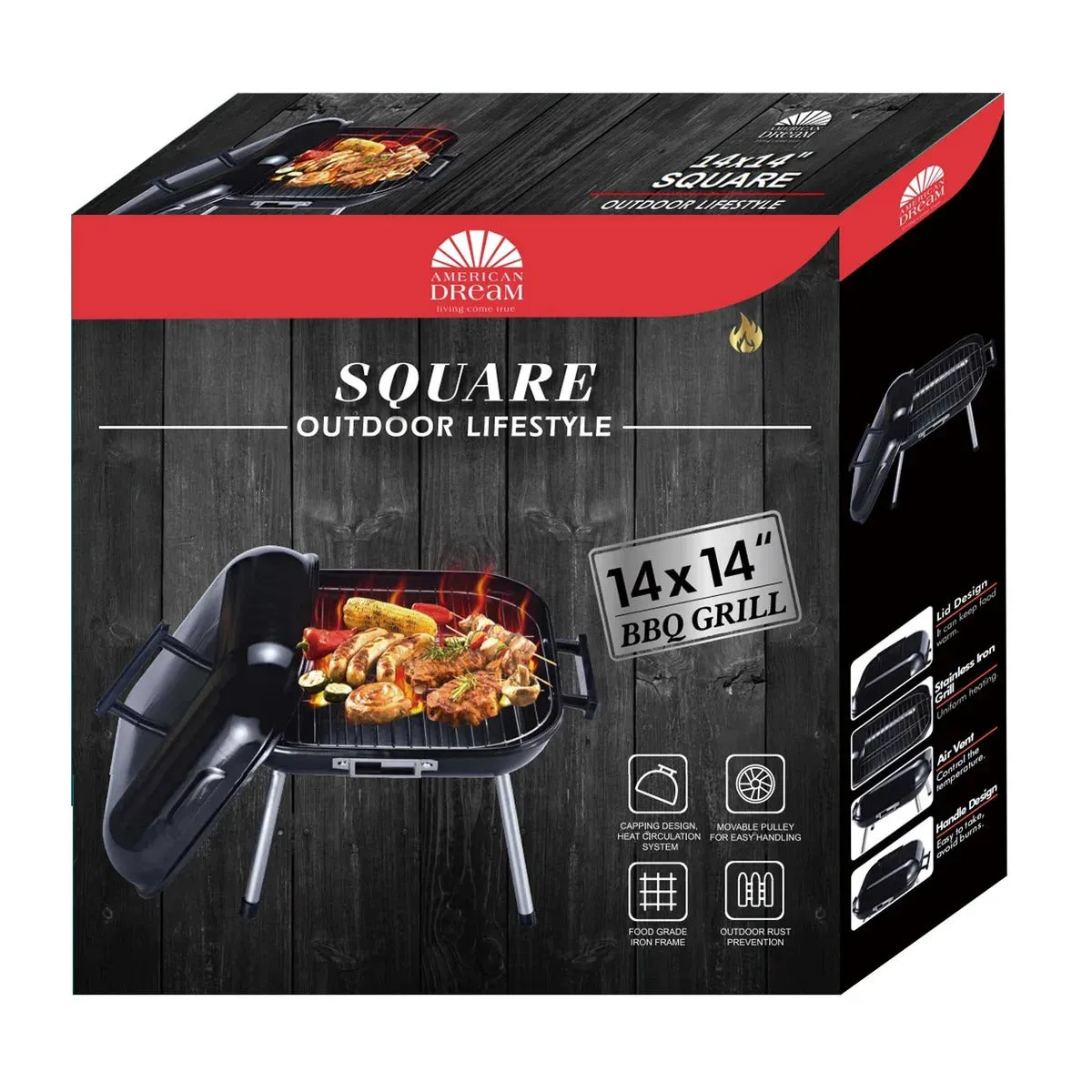 14-Inch Portable Charcoal Grill - Compact and Versatile BBQ Grill
