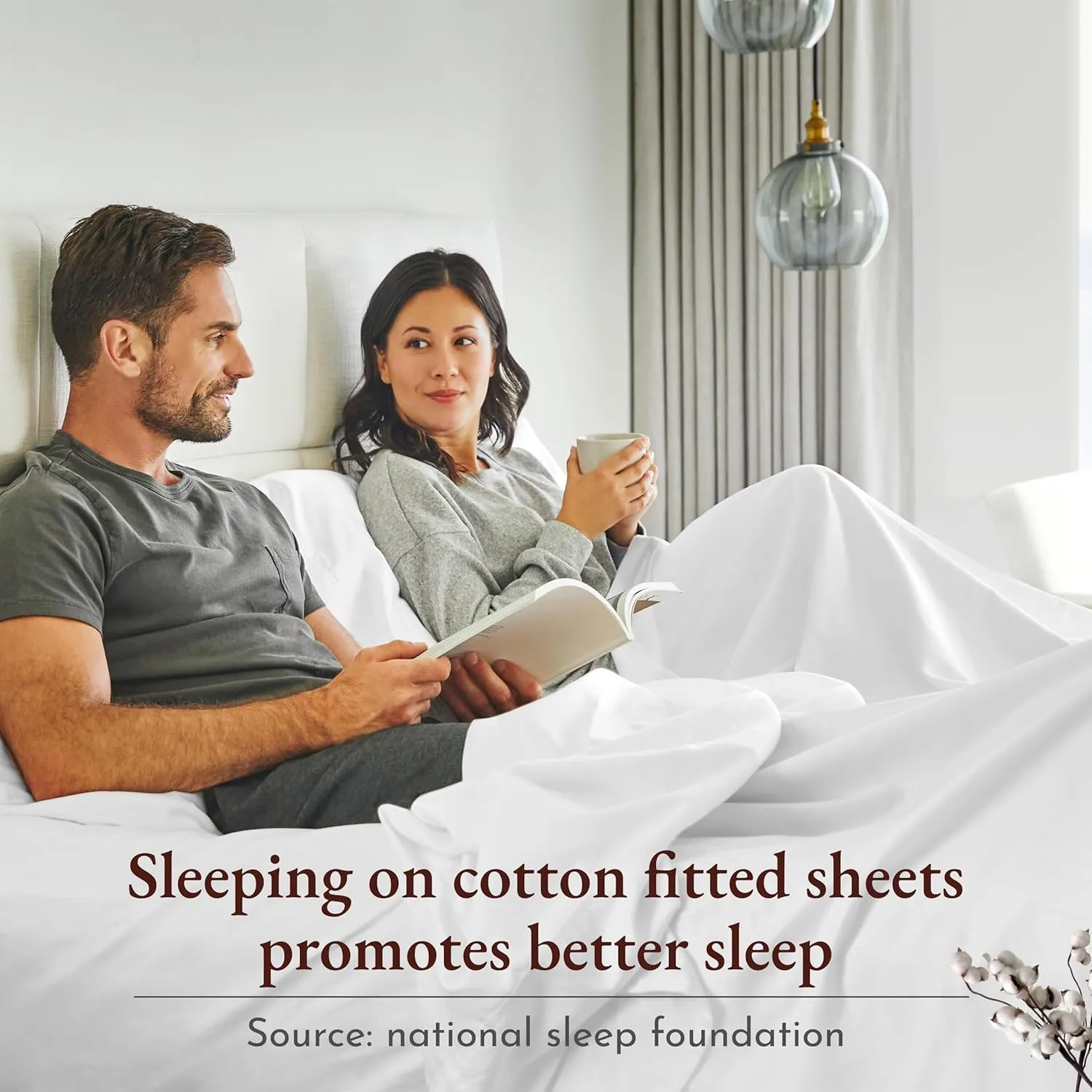 2-Pack 100% Organic Cotton Fitted Sheets Queen Size Percale Only, Soft, Crisp & Cooling, Lightweight, Snug-Fit, 2X Queen Deep Pocket Fitted Sheet Only - White
