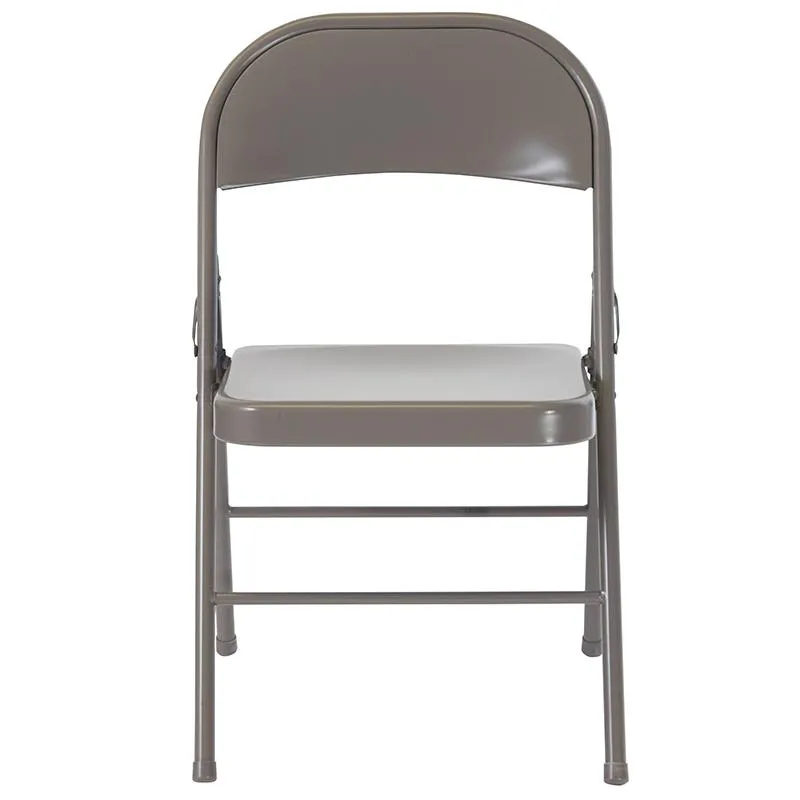 2 Pack HERCULES Series Double Braced Gray Metal Folding Chair - Flash Furniture