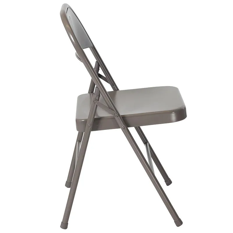 2 Pack HERCULES Series Double Braced Gray Metal Folding Chair - Flash Furniture