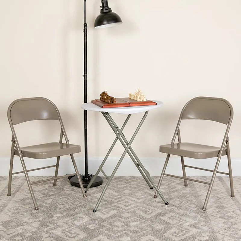 2 Pack HERCULES Series Double Braced Gray Metal Folding Chair - Flash Furniture