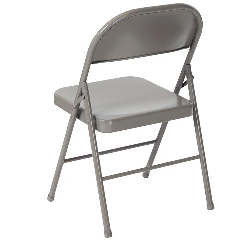 2 Pack HERCULES Series Double Braced Gray Metal Folding Chair - Flash Furniture