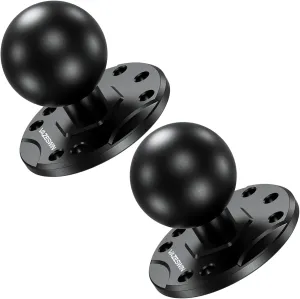 2 PCS 1.5" Ball Mount with Aluminum Alloy Round Plate, Universal Electronic Device Mounting Base with AMPS Holes for Garmin, Lowrance, Humminbird, for RAM Mounts C Size Double Socket Arms