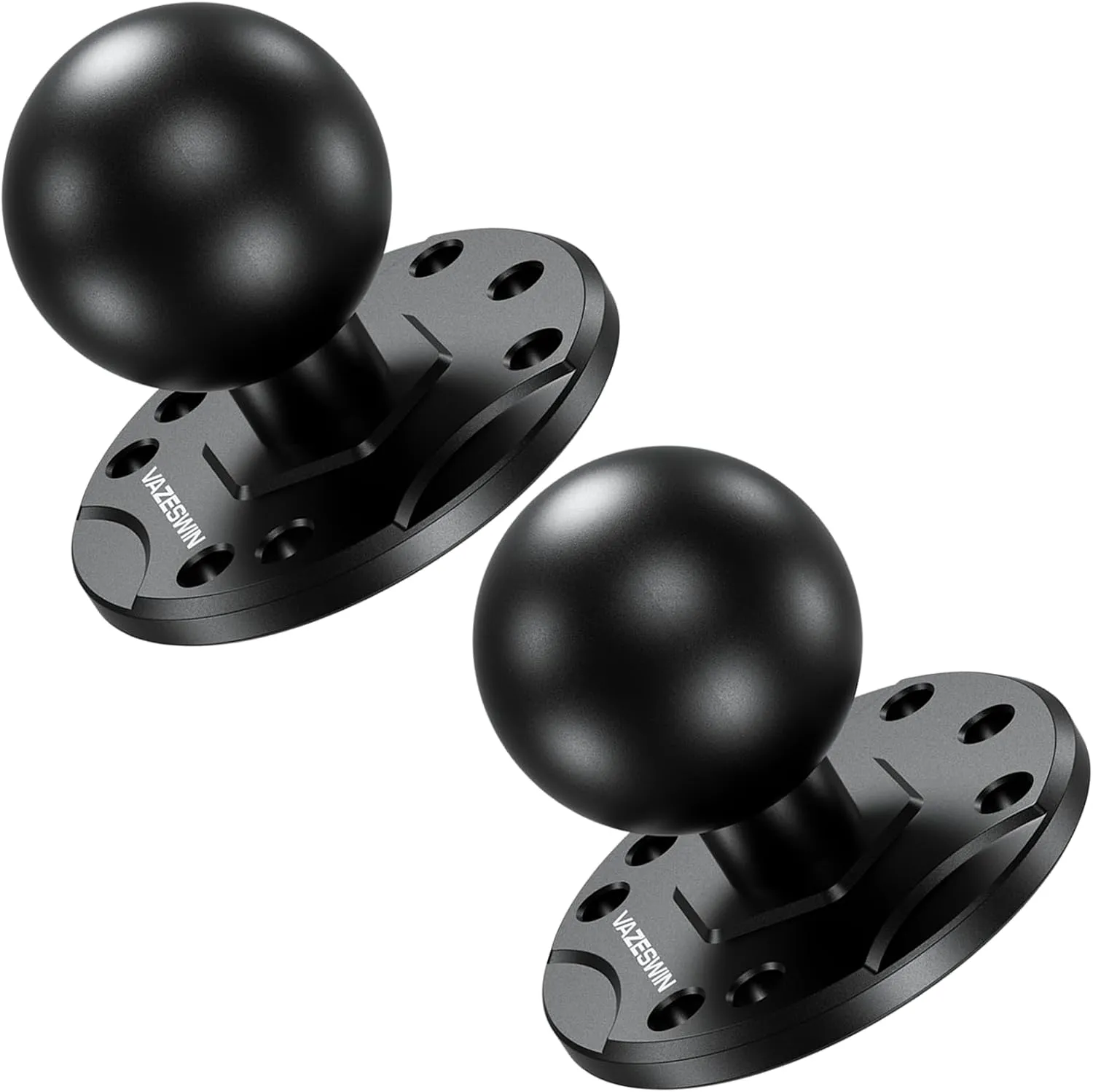 2 PCS 1.5" Ball Mount with Aluminum Alloy Round Plate, Universal Electronic Device Mounting Base with AMPS Holes for Garmin, Lowrance, Humminbird, for RAM Mounts C Size Double Socket Arms
