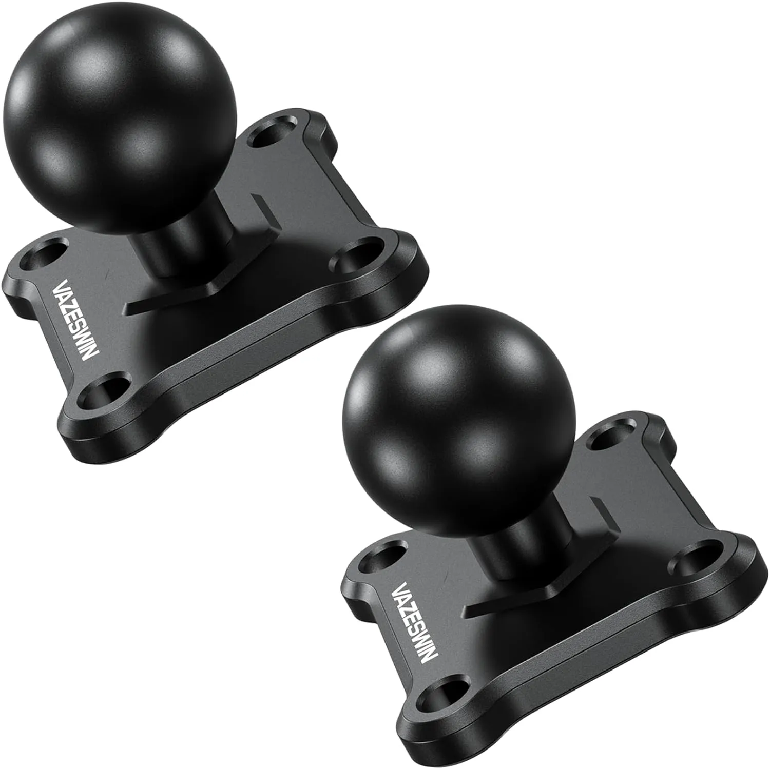 2 PCS 1" Ball Mount with Aluminum Alloy Square Plate, Universal Electronic Device Mounting Base with AMPS Holes for Garmin, Lowrance, Humminbird, for RAM Mounts B Size Double Socket Arms