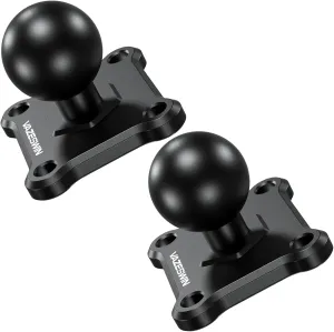 2 PCS 1" Ball Mount with Aluminum Alloy Square Plate, Universal Electronic Device Mounting Base with AMPS Holes for Garmin, Lowrance, Humminbird, for RAM Mounts B Size Double Socket Arms