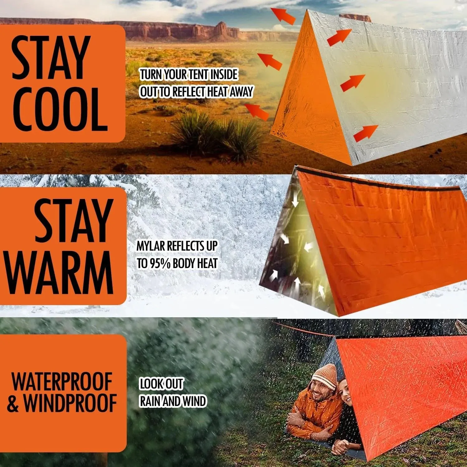 2-Person Waterproof Emergency Survival Tent for Camping and Disaster Relief