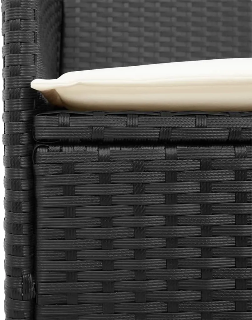 2-Piece Black Poly Rattan Patio Chairs with Cream Cushions Outdoor Furniture Set, Acacia Wood & Steel Frame Lounge Chairs for Backyard, Poolside, Deck, Garden