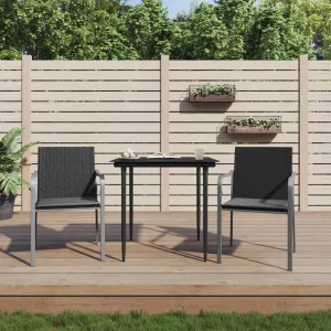 2-Piece Black Poly Rattan Patio Chairs with Dark Gray Cushions 22"x23.2"x33.1" Outdoor Furniture Set for Garden Terrace and Poolside