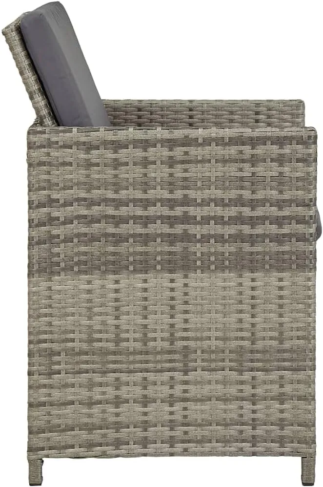 2-Piece Patio Chairs Set with Cushions PE Rattan Outdoor Furniture Gray Chairs for Garden Poolside Backyard Weather-Resistant Steel Frame