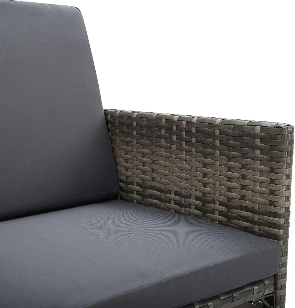 2-Piece Patio Chairs Set with Cushions PE Rattan Outdoor Furniture Gray Chairs for Garden Poolside Backyard Weather-Resistant Steel Frame