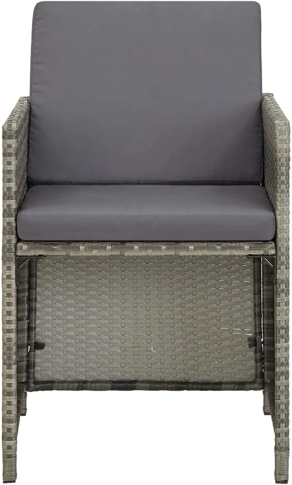2-Piece Patio Chairs Set with Cushions PE Rattan Outdoor Furniture Gray Chairs for Garden Poolside Backyard Weather-Resistant Steel Frame