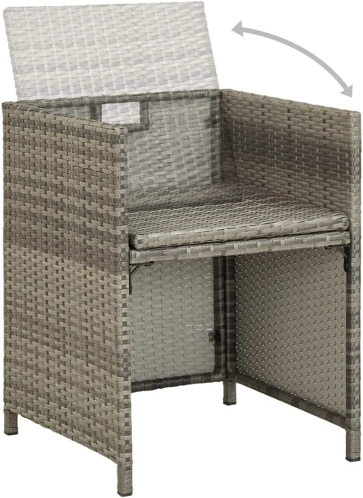 2-Piece Patio Chairs Set with Cushions PE Rattan Outdoor Furniture Gray Chairs for Garden Poolside Backyard Weather-Resistant Steel Frame