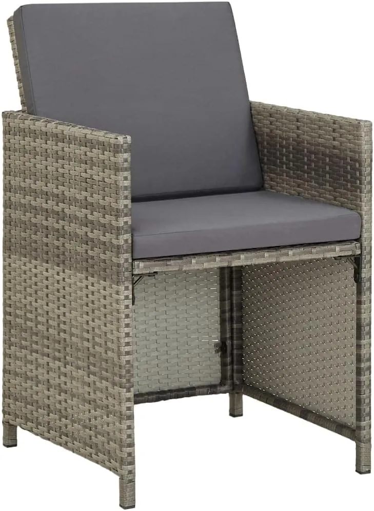 2-Piece Patio Chairs Set with Cushions PE Rattan Outdoor Furniture Gray Chairs for Garden Poolside Backyard Weather-Resistant Steel Frame