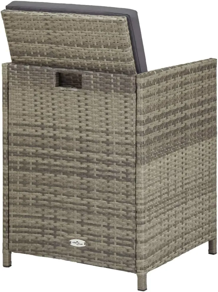 2-Piece Patio Chairs Set with Cushions PE Rattan Outdoor Furniture Gray Chairs for Garden Poolside Backyard Weather-Resistant Steel Frame