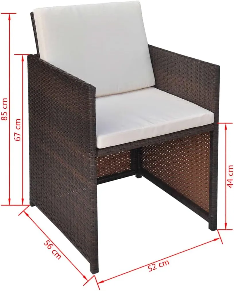 2-Piece Patio Chairs with Cushions and Pillows, PE Rattan Outdoor Dining Chairs Brown Steel Frame Water-Repellent Cushions for Garden, Poolside, Backyard, Camping