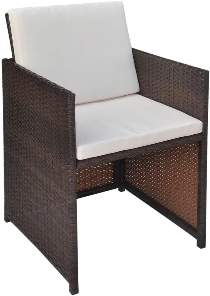 2-Piece Patio Chairs with Cushions and Pillows, PE Rattan Outdoor Dining Chairs Brown Steel Frame Water-Repellent Cushions for Garden, Poolside, Backyard, Camping