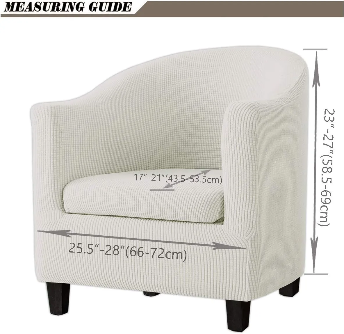 2 Piece Tub Chair Covers with Cushion Cover, Stretch Jacquard Furniture Cover,Armchair Protector Slipcover Removable Machine Washable (Light Gray)