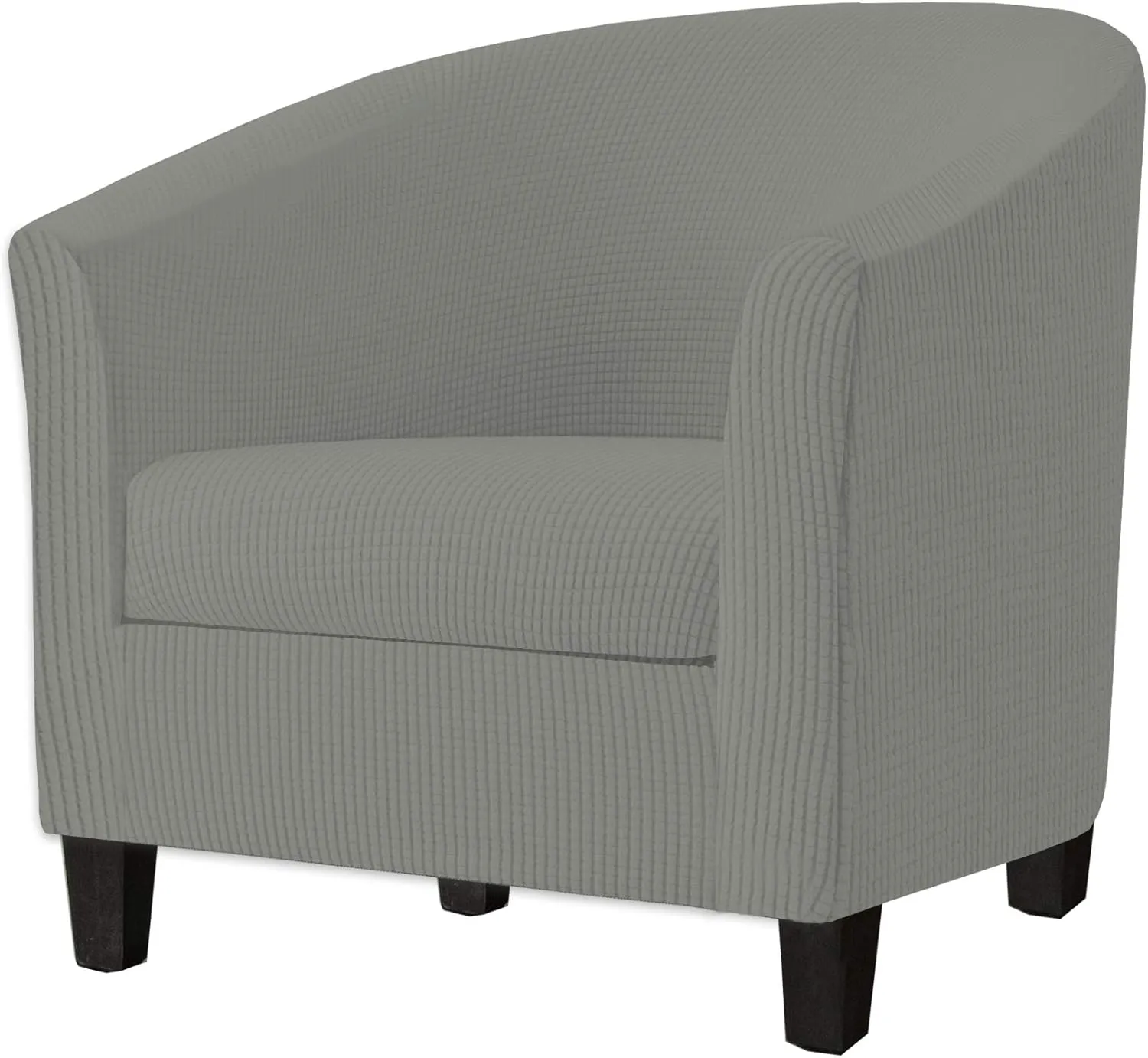 2 Piece Tub Chair Covers with Cushion Cover, Stretch Jacquard Furniture Cover,Armchair Protector Slipcover Removable Machine Washable (Light Gray)