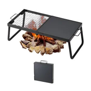 22.4" Folding Campfire Grill Portable Heavy Duty Steel Mesh Grate