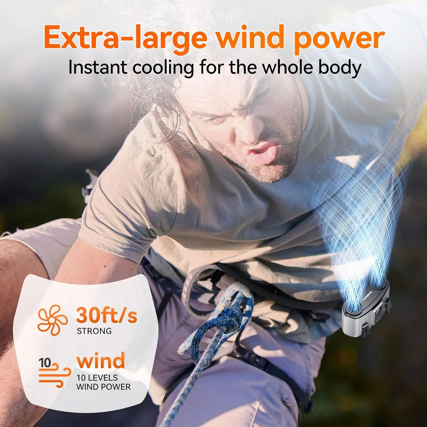 24000mAh Personal Waist Fan, USB Rechargeable Clip The Waist For Working,10 Speed & 40H Cooling and Heatstroke Prevention For Outdoor Travel Camping (Grey, 24000mAh)