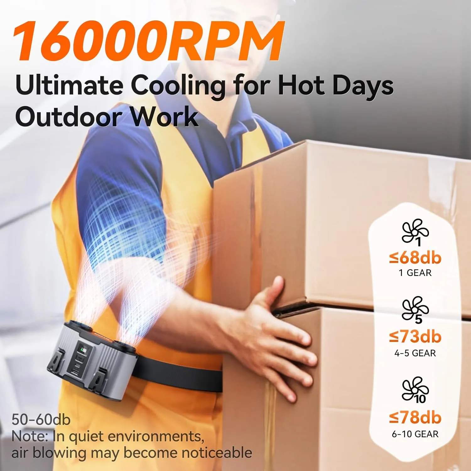 24000mAh Personal Waist Fan, USB Rechargeable Clip The Waist For Working,10 Speed & 40H Cooling and Heatstroke Prevention For Outdoor Travel Camping (Grey, 24000mAh)