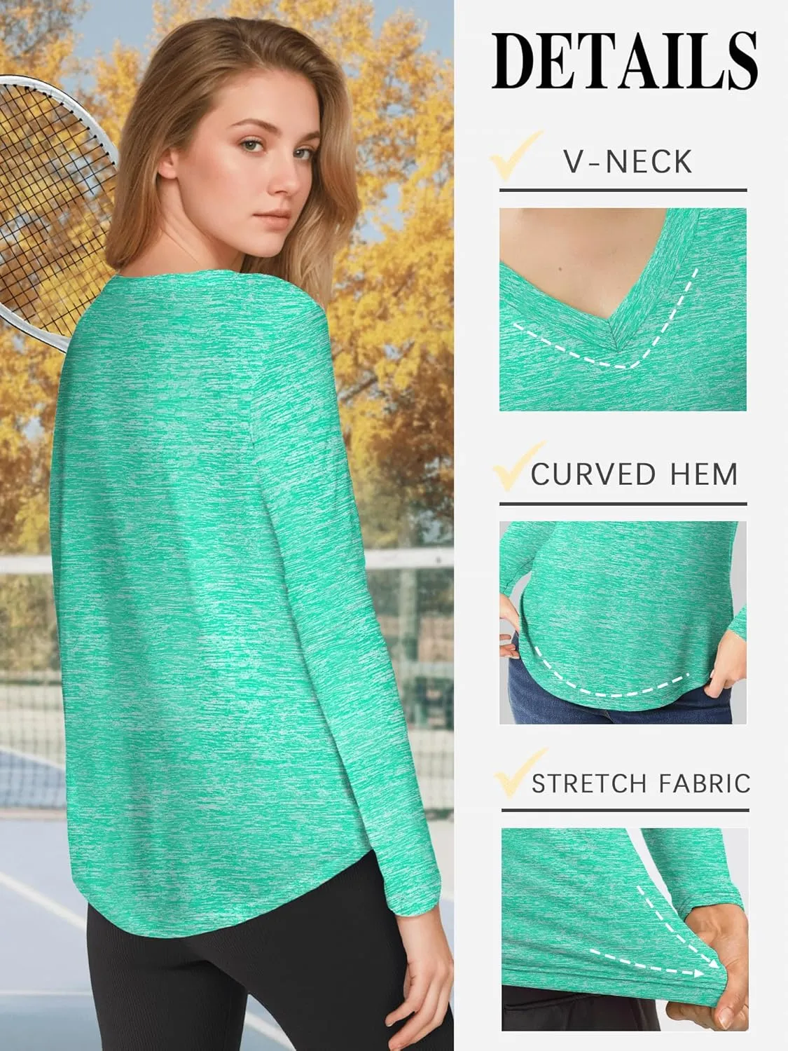 3-5 Pack Women Long Sleeve Shirts Workout V Neck Lightweight Quick Dry Sun Loose Fit T Shirts Athletic Running Tee Tops