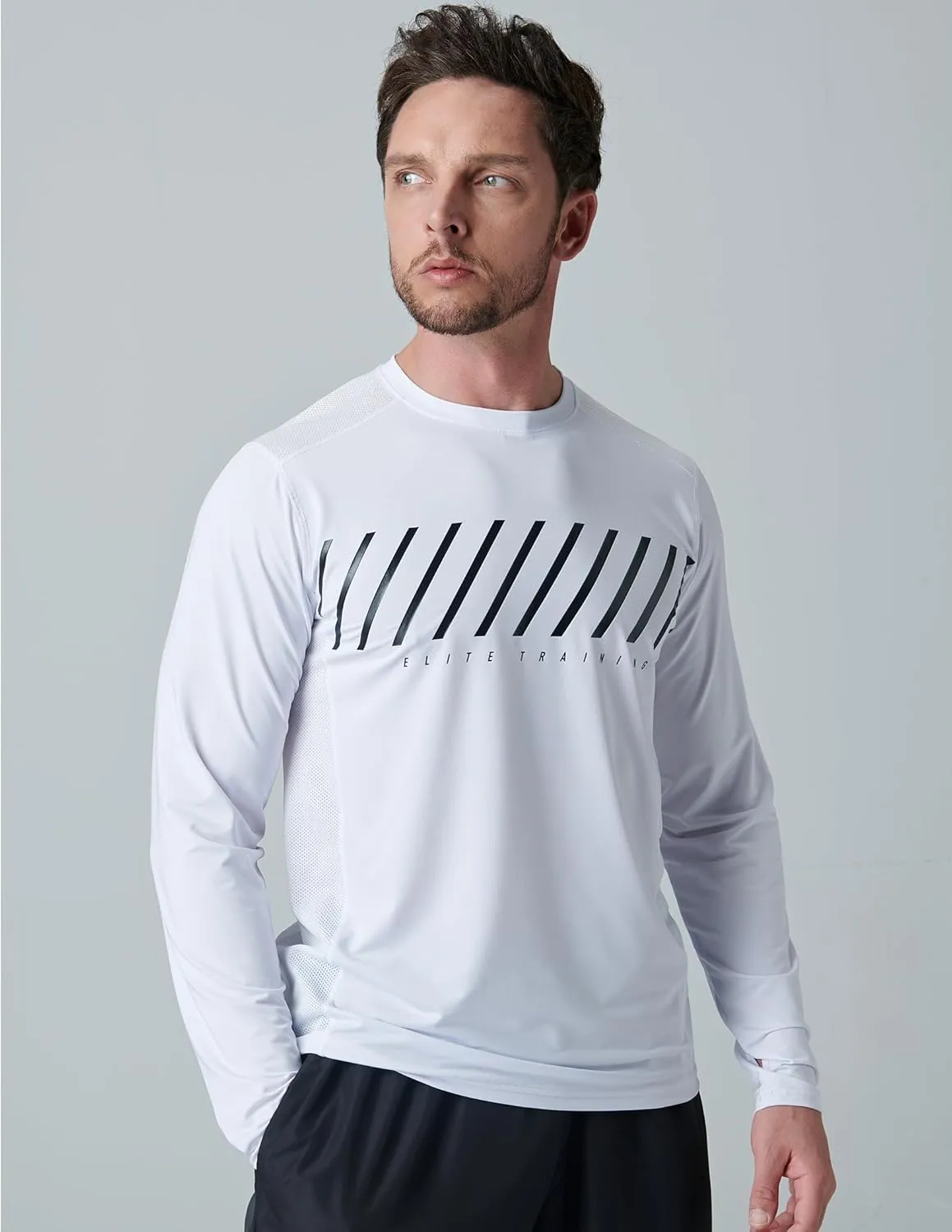 3 Pack: Men's Dry Fit Long Sleeve T Shirts, Lightweight Athletic Performance Tops with Thumb Holes Hiking