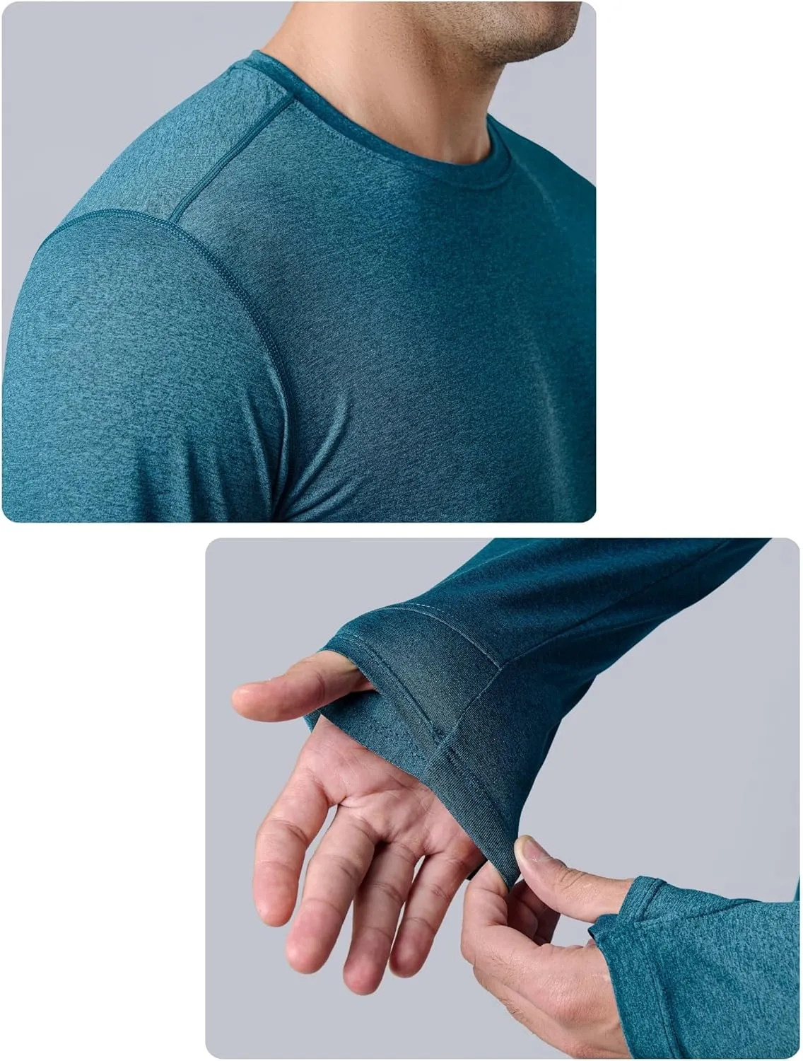 3 Pack: Men's Dry Fit Long Sleeve T Shirts, Lightweight Athletic Performance Tops with Thumb Holes Hiking