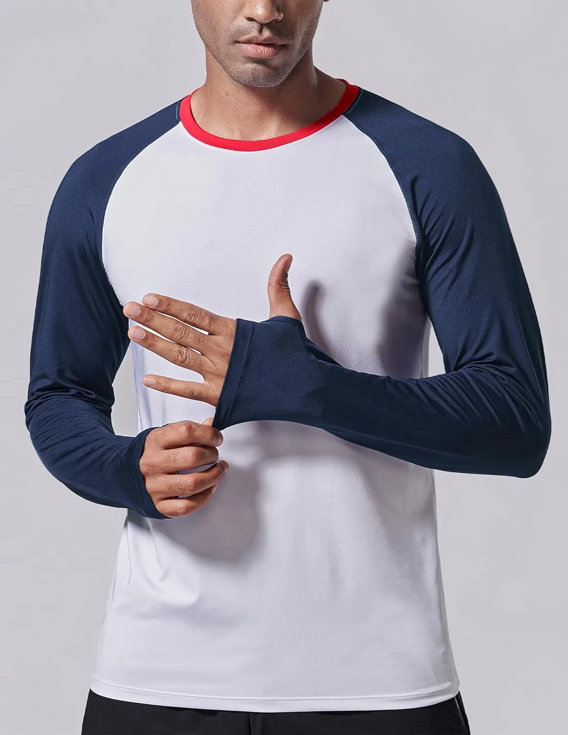 3 Pack: Men's Dry Fit Long Sleeve T Shirts, Lightweight Athletic Performance Tops with Thumb Holes Hiking