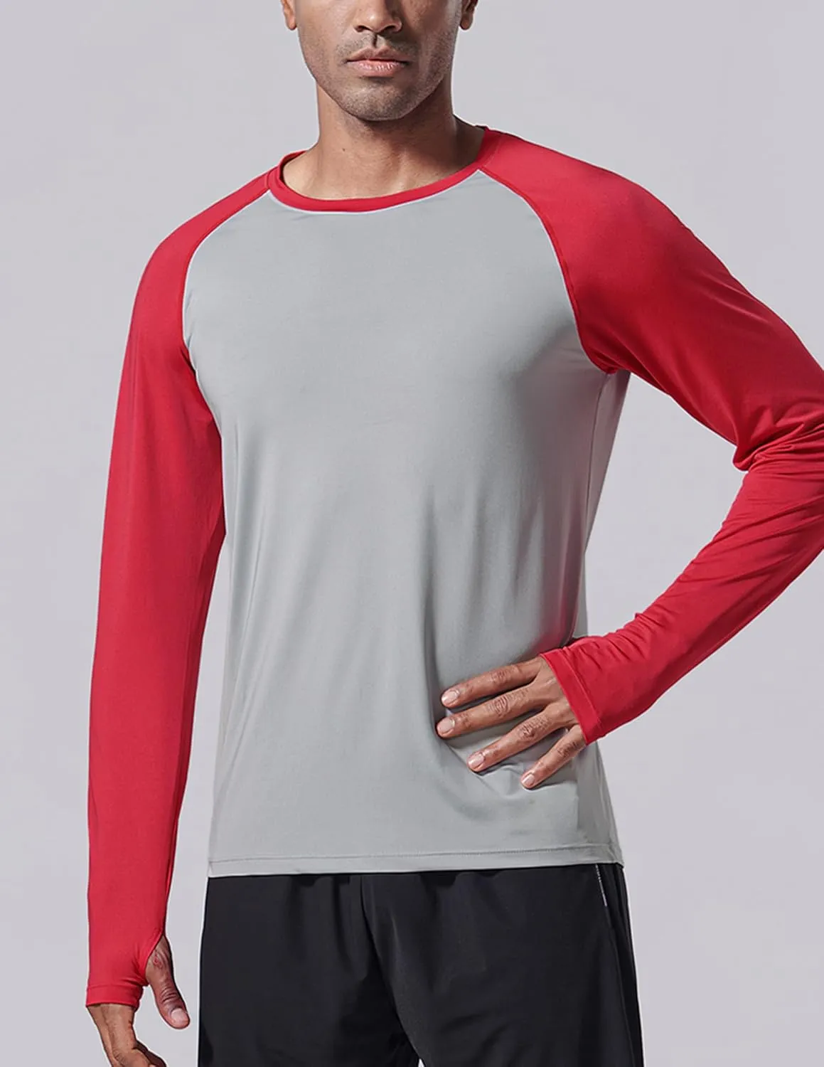 3 Pack: Men's Dry Fit Long Sleeve T Shirts, Lightweight Athletic Performance Tops with Thumb Holes Hiking