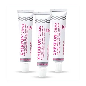 3-PACK Xhekpon Cream for Face, Neck and Cleavage Skincare - Cream with Hydrolized Collagen and Aloe Vera/Anti-aing cream 40ML - Favours skin moisturization, protection and regeneration.