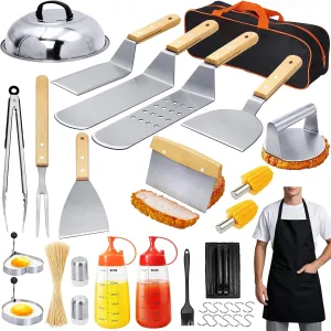 33PCS Griddle Accessories Kit - Flat Top Grilling Accessories Set for Blackstone, Stainless Steel Grill Teppanyaki Spatula Set with Scraper for Outdoor Barbecue, BBQ Grill Tools