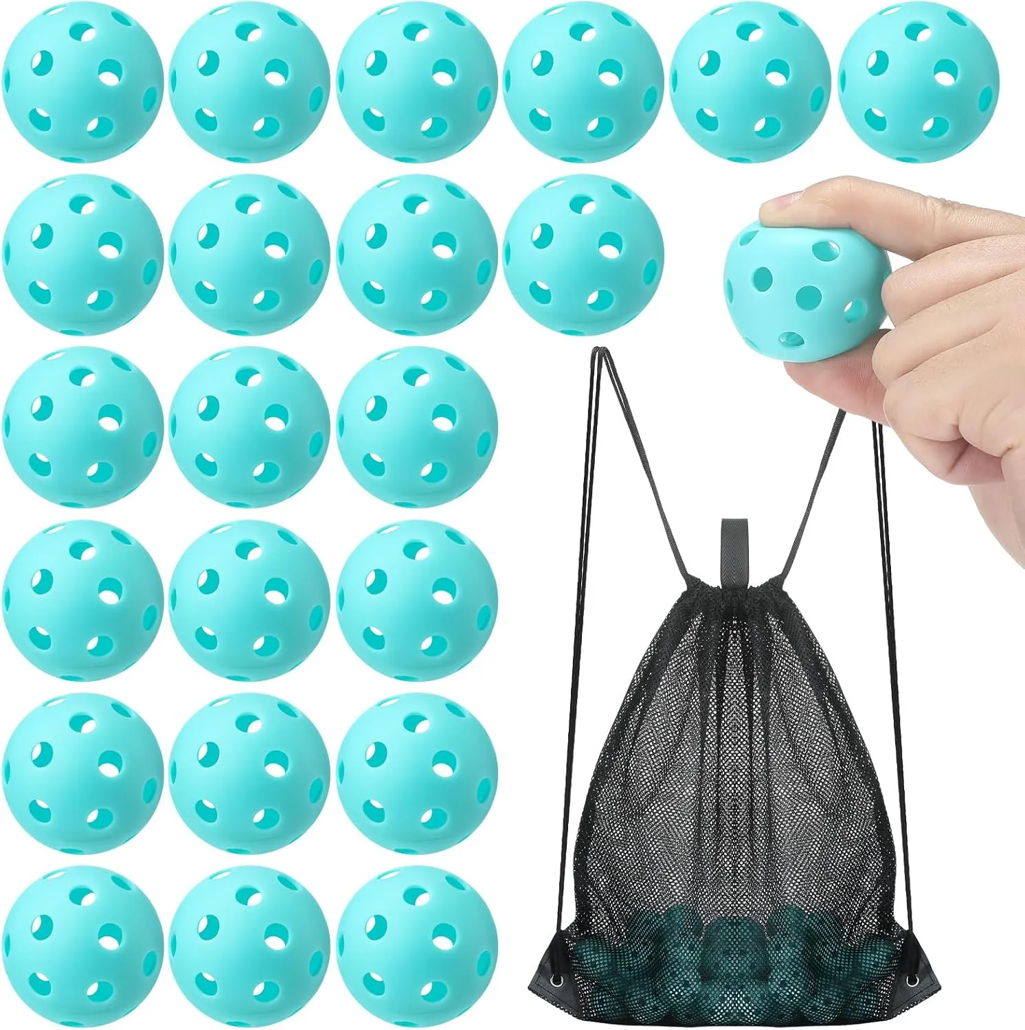 36 Pcs Mini Plastic Baseball Practice Training Balls Lightweight Hollow Softballs with a Drawstring Bag for Hitting, Baseball Batting Training Indoor Outdoor Use