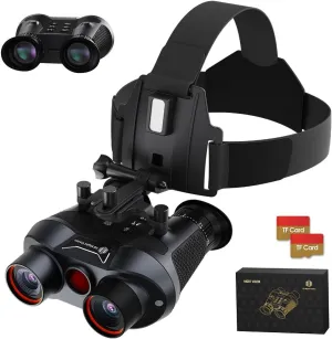3D VR Night Vision Goggles - Rechargeable Head Mounted Binoculars, Built-in Giant Screen, 4K Video, 24MP Photos, 6X Digital Zoom, Includes 32GB TF Cards