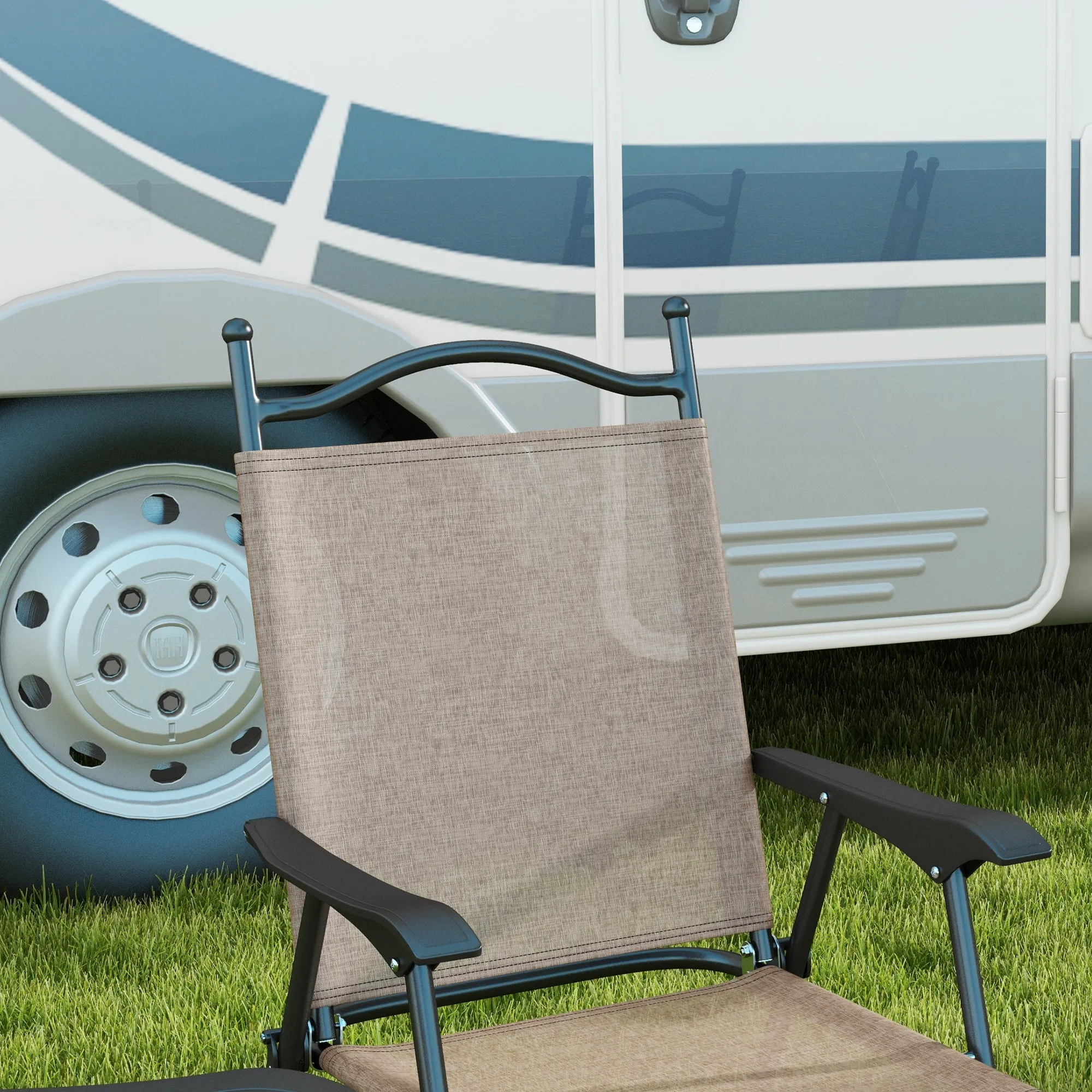 4-Piece Folding Chairs with Armrests & Mesh Seat for Patio, Camping, Lawn, Brown