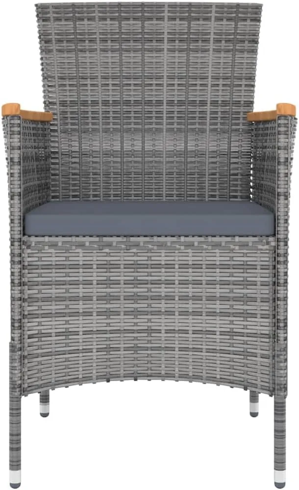 4-Piece Gray Poly Rattan Patio Dining Chairs with Cushions, Outdoor Furniture Set for Garden, Poolside, Backyard, Ergonomic Design & Lightweight Steel Frame