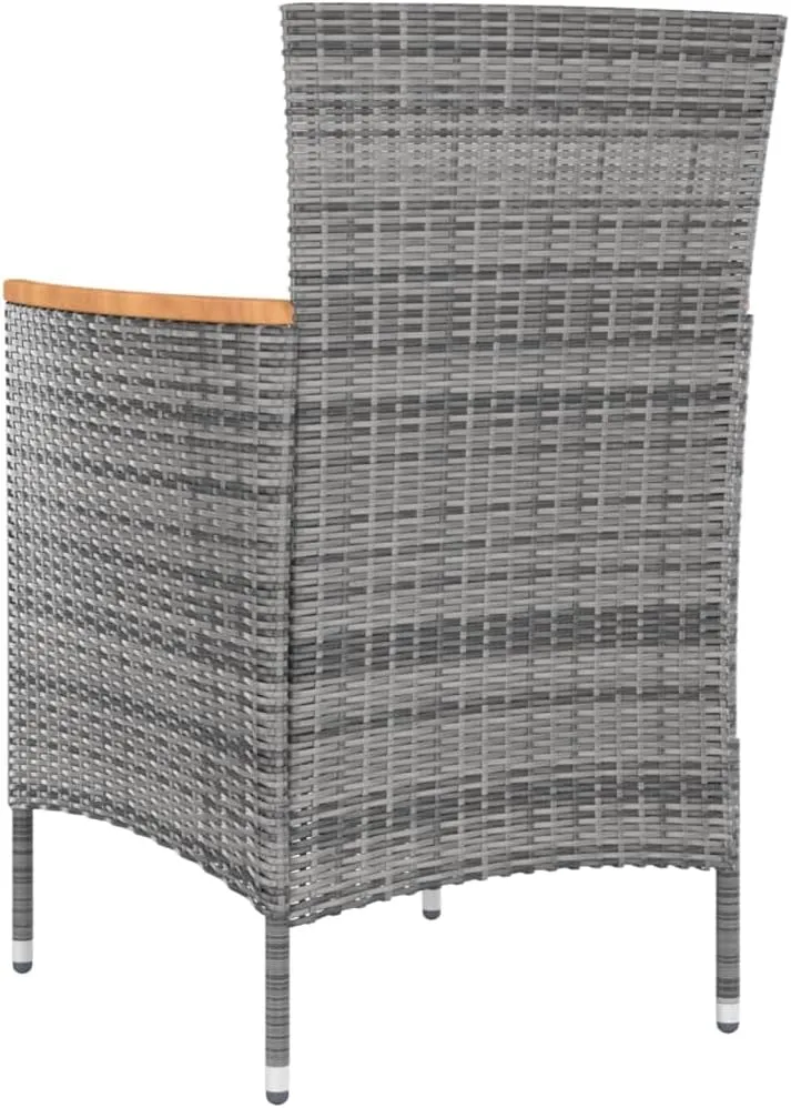 4-Piece Gray Poly Rattan Patio Dining Chairs with Cushions, Outdoor Furniture Set for Garden, Poolside, Backyard, Ergonomic Design & Lightweight Steel Frame