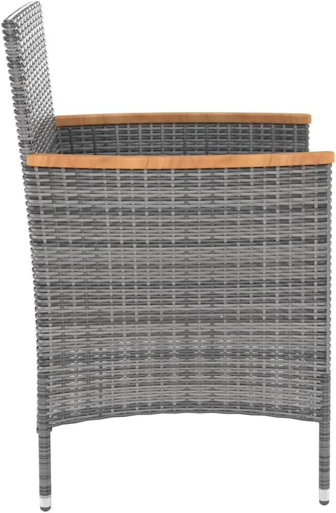 4-Piece Gray Poly Rattan Patio Dining Chairs with Cushions, Outdoor Furniture Set for Garden, Poolside, Backyard, Ergonomic Design & Lightweight Steel Frame