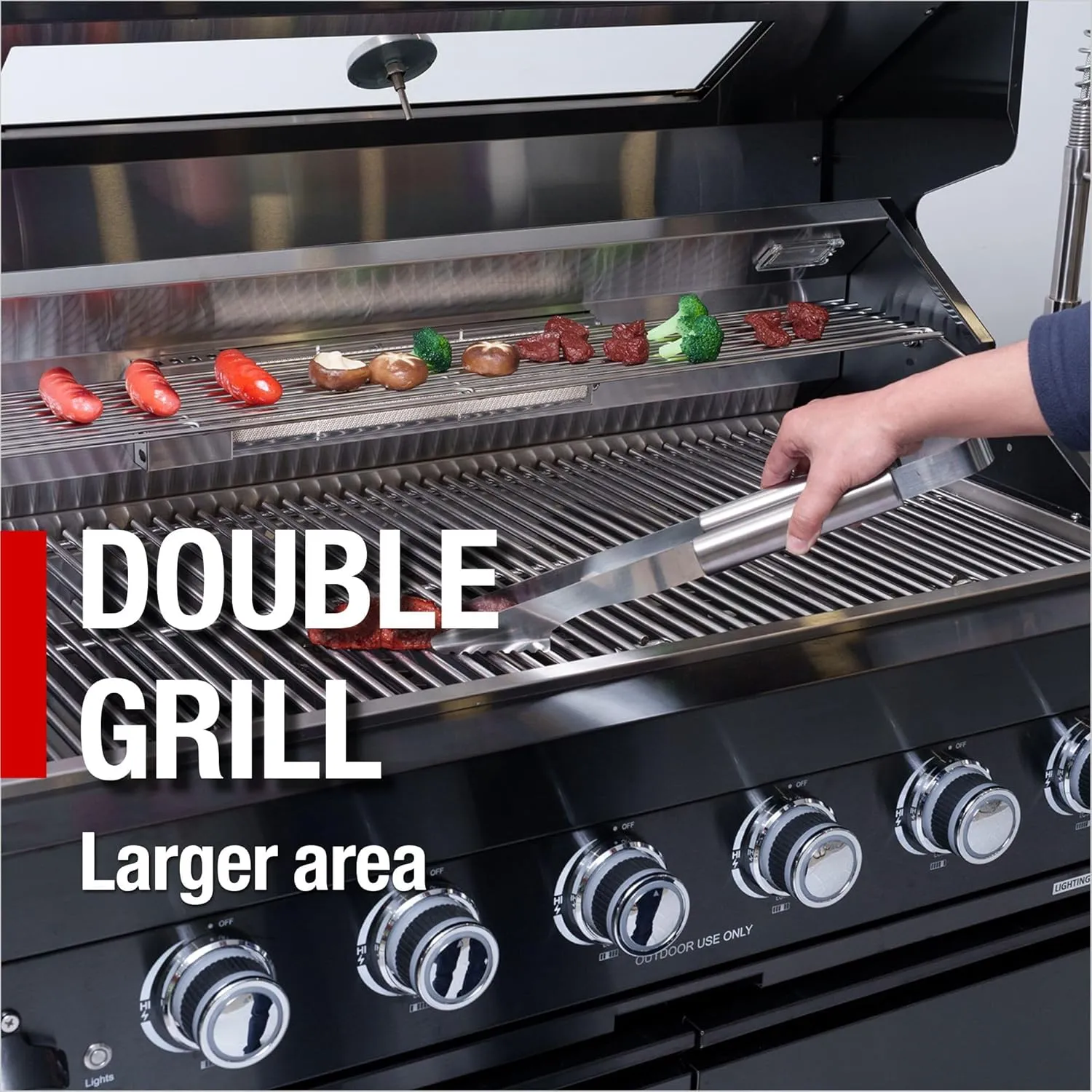 46" 4-Burner 72000 BTU Deluxe Outdoor Kitchen BBQ Island - Stainless Steel Grill with Rotisserie Kit, Wine Cooler, Compact Fridge, Granite Countertops & Sink, Black