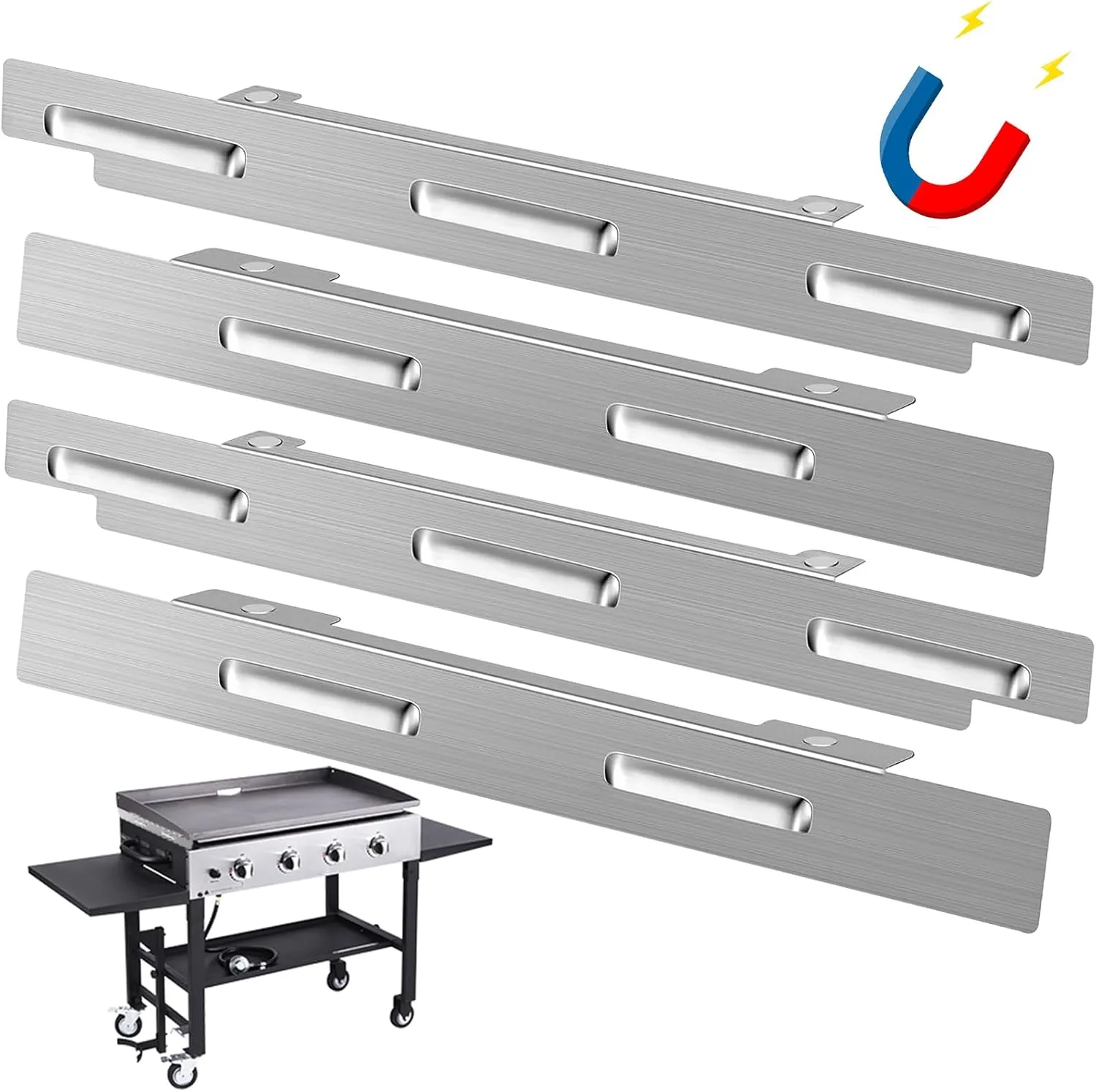 4pcs Stainless Steel Wind Guards for 36” Blackstone Griddle - Magnetic Screens Protect Flame, Hold Heat - Compatible with Blackstone Grill Accessories & Hood