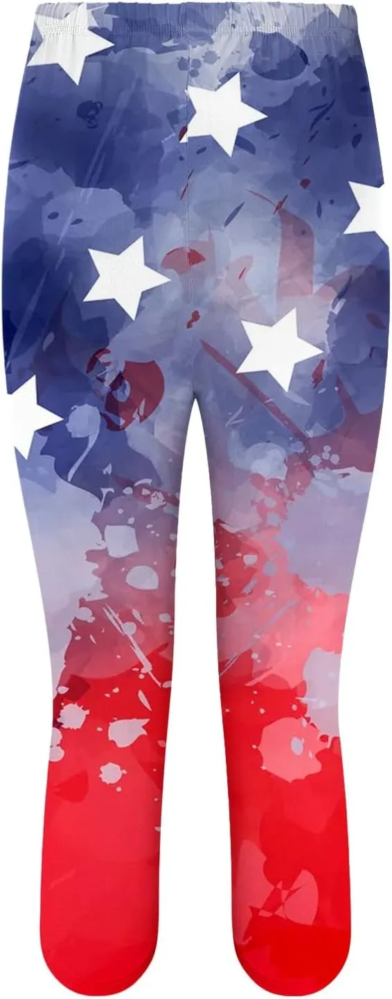 4th of July Women's Capris Yoga Pants | Lightweight Soft Leggings Crop Leggings 3/4 Stretch Yoga Pants