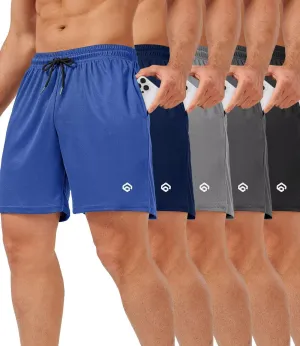 5 Pack Gym Shorts Men 5 Inch Quick Dry Mesh Shorts Men Lightweight Training Athletic Running Shorts with Pockets