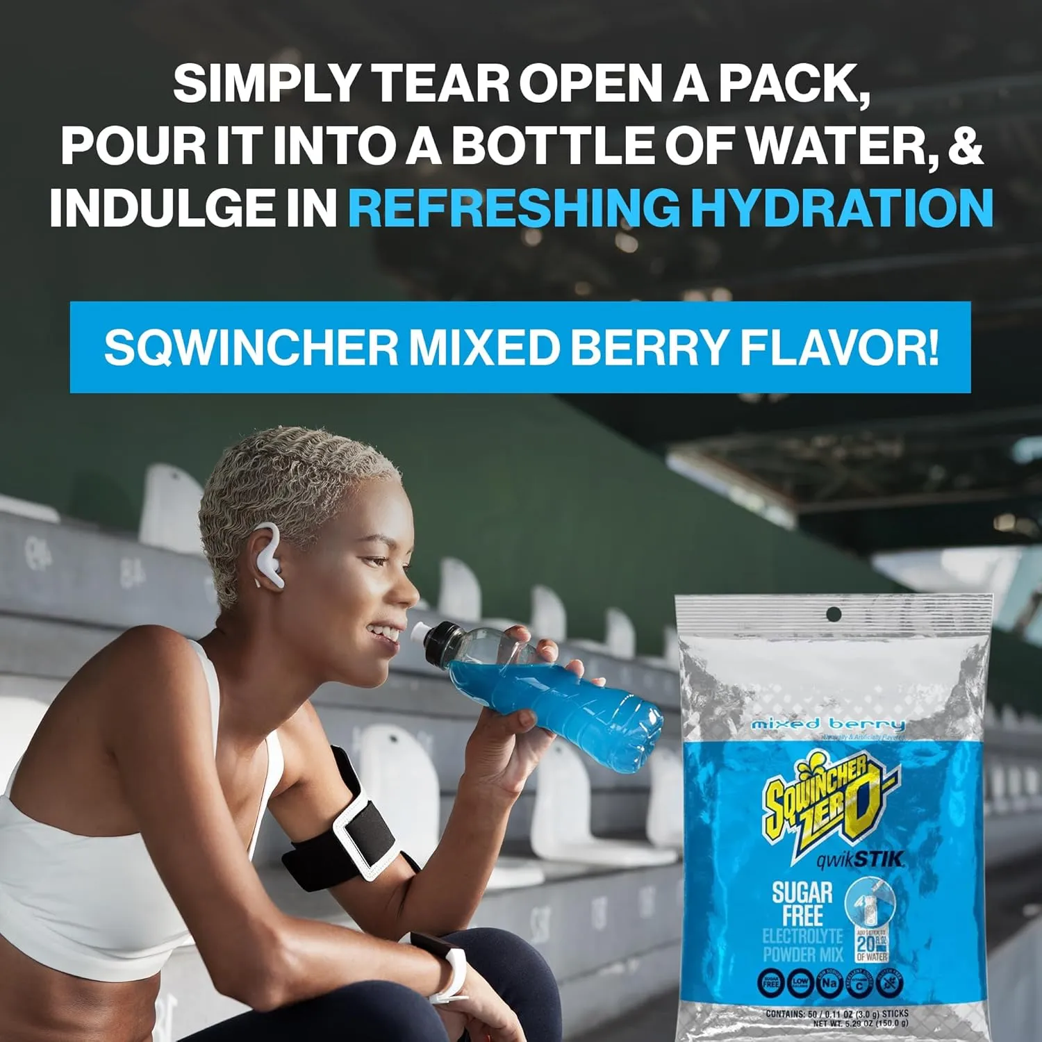 500-Pack Electrolyte Powder Packets by Sqwincher ZERO Qwik Stik- Sugar-Free Drink Mix, Assorted Flavors, 500-Pack - Hydration Packets with Multi-Flavor