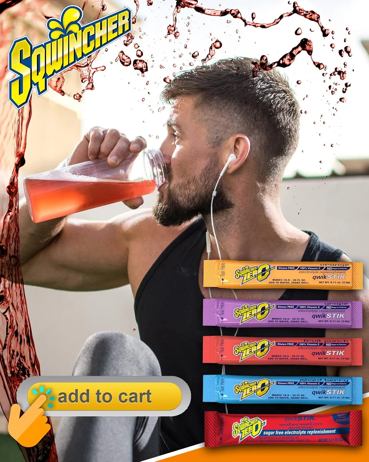 500-Pack Electrolyte Powder Packets by Sqwincher ZERO Qwik Stik- Sugar-Free Drink Mix, Assorted Flavors, 500-Pack - Hydration Packets with Multi-Flavor