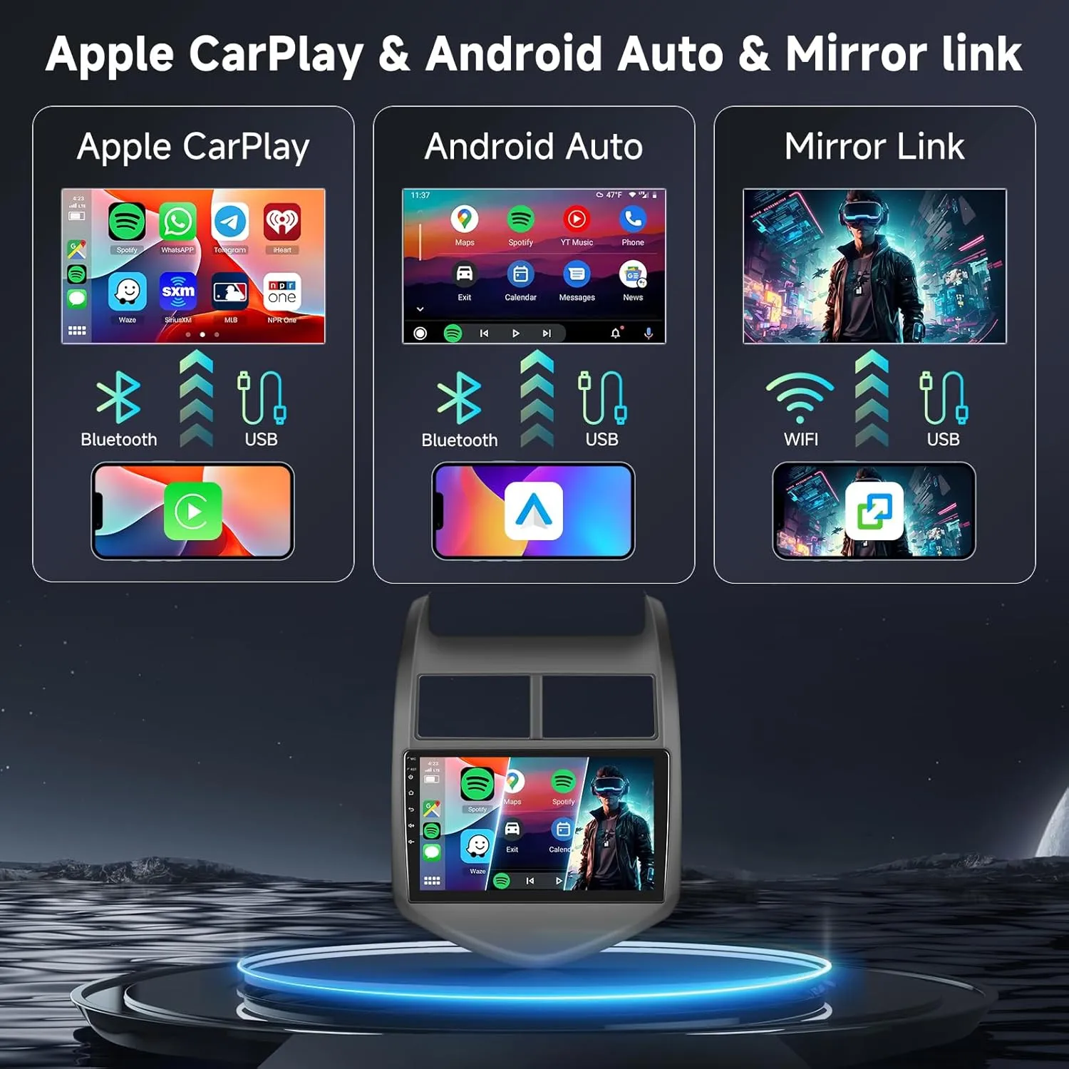 [6G 128G] 8-Core Car Radio for Chevrolet Aveo Sonic 2011-2015 Android Car Stereo with Bluetooth GPS,Hodozzy 9 Inch Touch Screen with Wireless Carplay Android Auto,WiFi USB,DSP,FM RDS