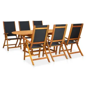 7 Piece Patio Dining Set Solid Acacia Wood