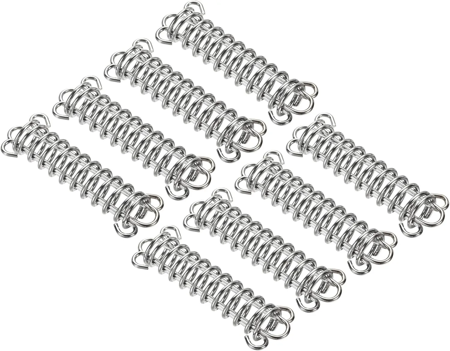 8 Pack Tent Spring Buckle - Windproof Stainless Steel Rope Tensioner Awning Spring Hook, Apply to Camping Hiking (Silver Tone)