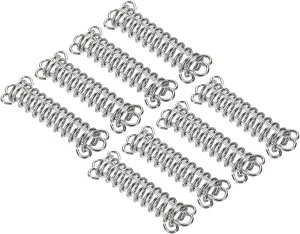8 Pack Tent Spring Buckle - Windproof Stainless Steel Rope Tensioner Awning Spring Hook, Apply to Camping Hiking (Silver Tone)